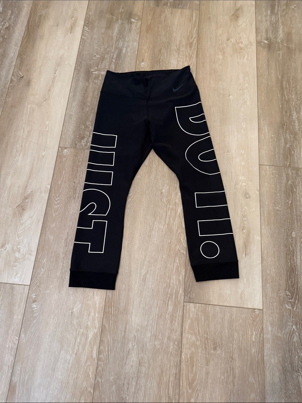 Nike Black Cropped 'JUST DO IT.' Leggings